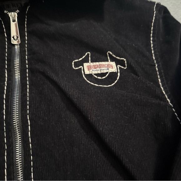 True Religion Black Hoodie with White Stitching - Picture 2 of 3